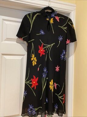 Vintage Claiborne Qipao Inspired Floral Dress Sz 4 Asian Romantic